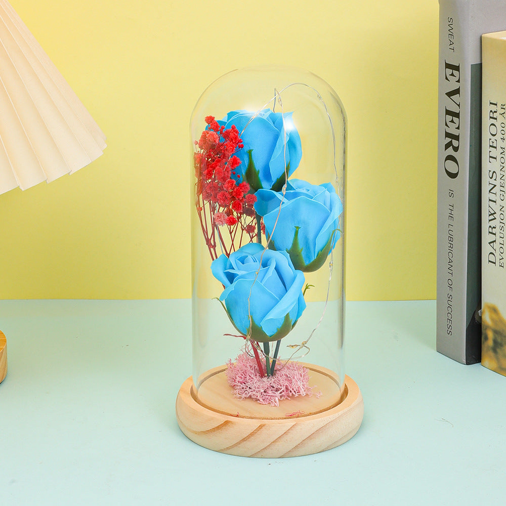 Soap Flower Bouquet In A Glass Dome