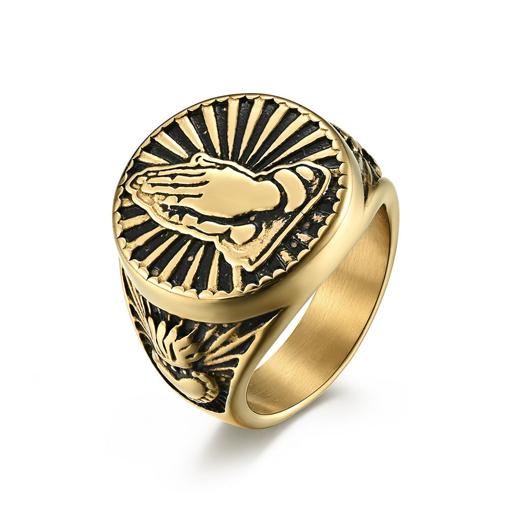 Prayer Hands Stainless Steel Ring