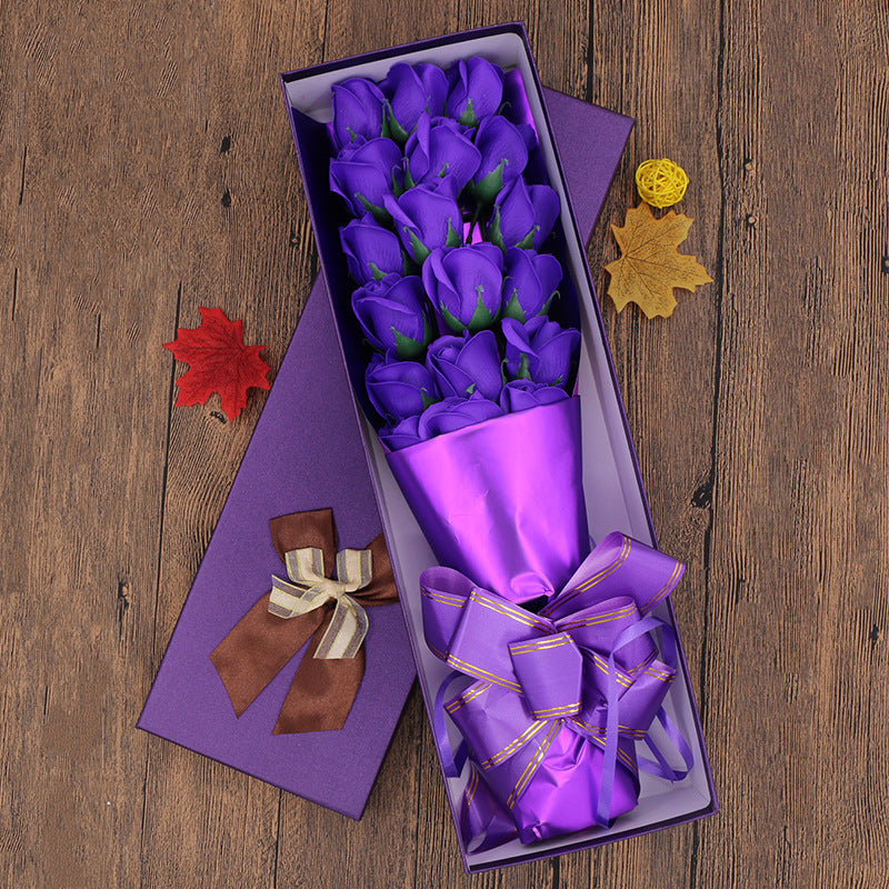 Gift Box Of Soap Flower Bouquet With Origami