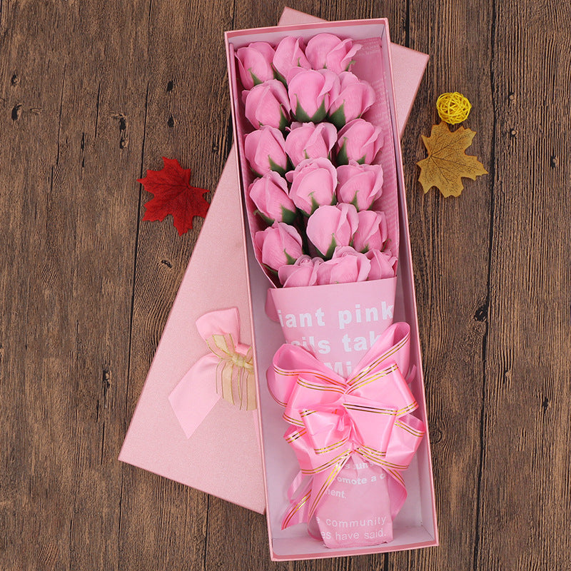 Gift Box Of Soap Flower Bouquet With Origami