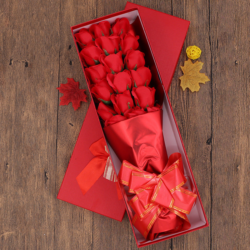 Gift Box Of Soap Flower Bouquet With Origami