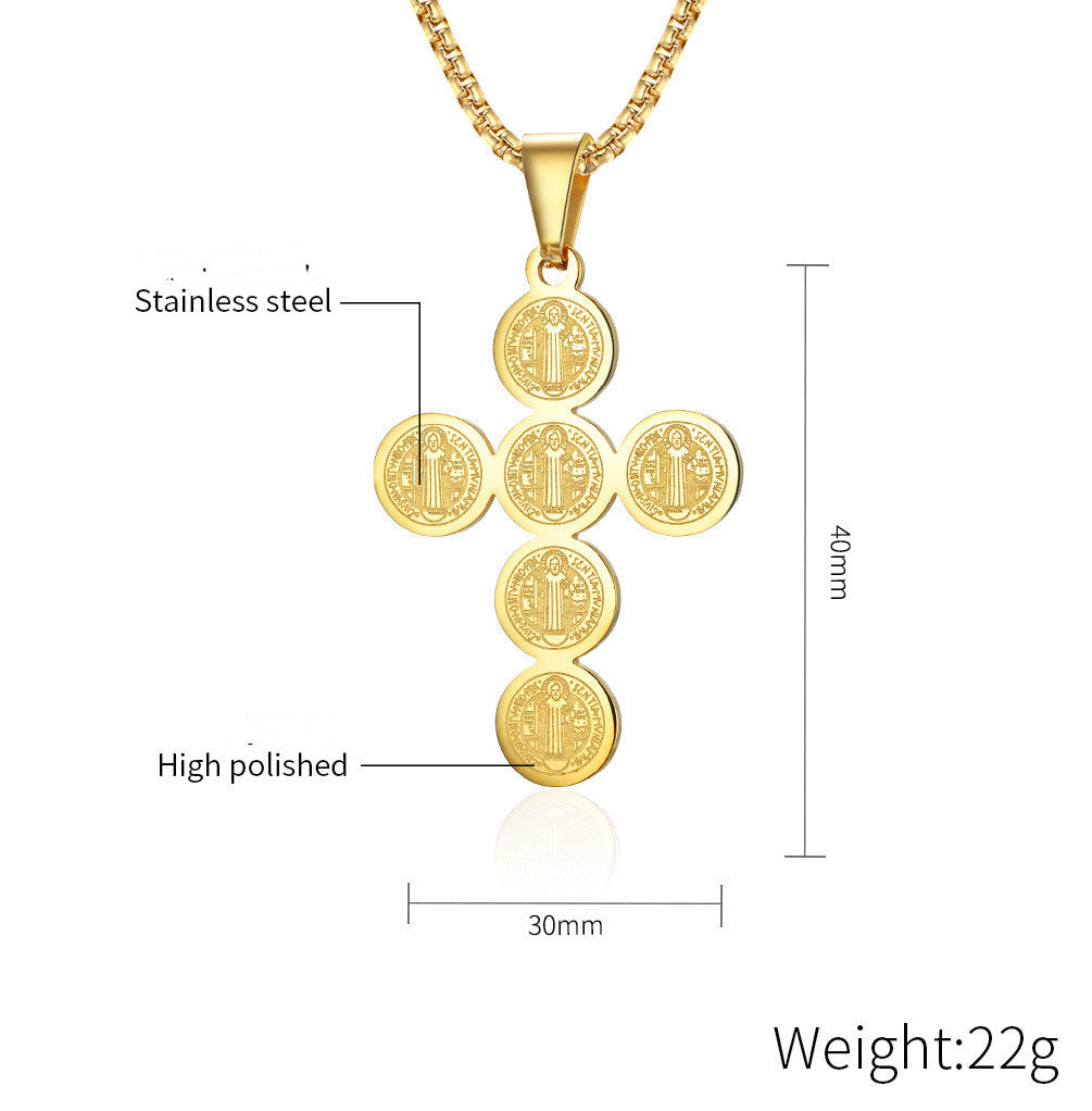Christian Icon Cross Titanium Steel Pendant