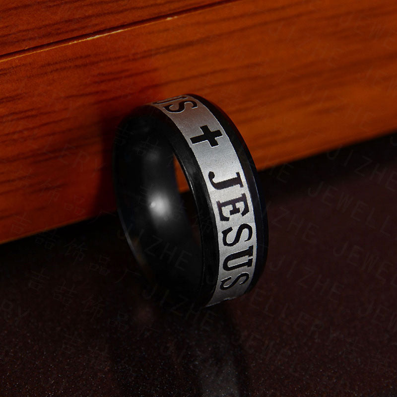 Jesus Cross Ring Stainless Steel
