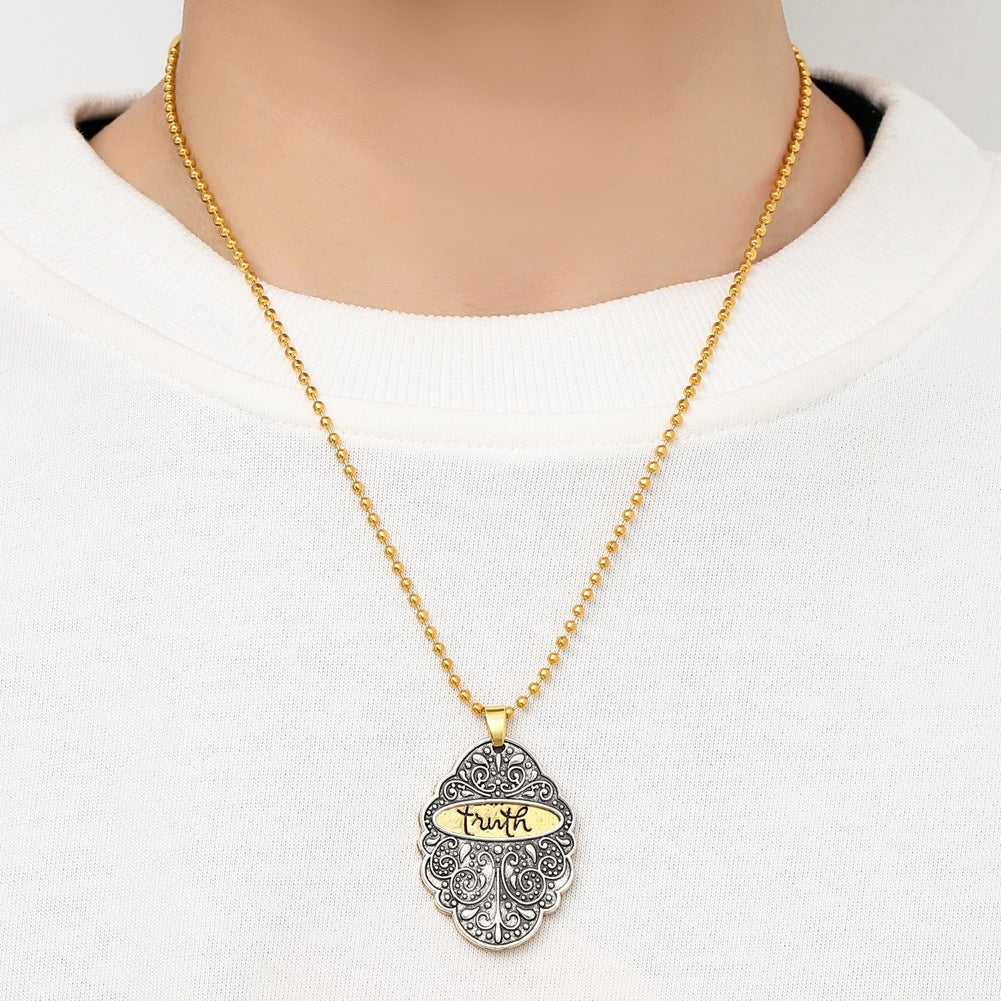 Truth Pendant Hollow Carved Necklace