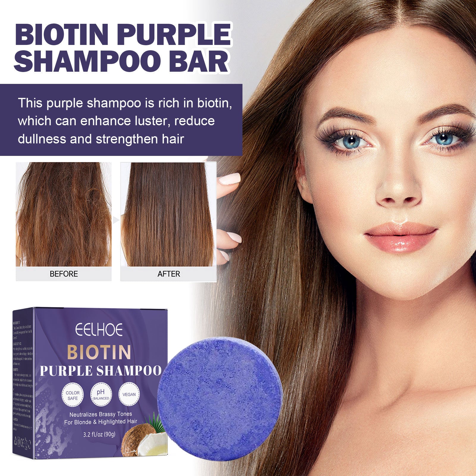 Biotin Purple Shampoo Soap Scalp Cleaning And Repairing Hair