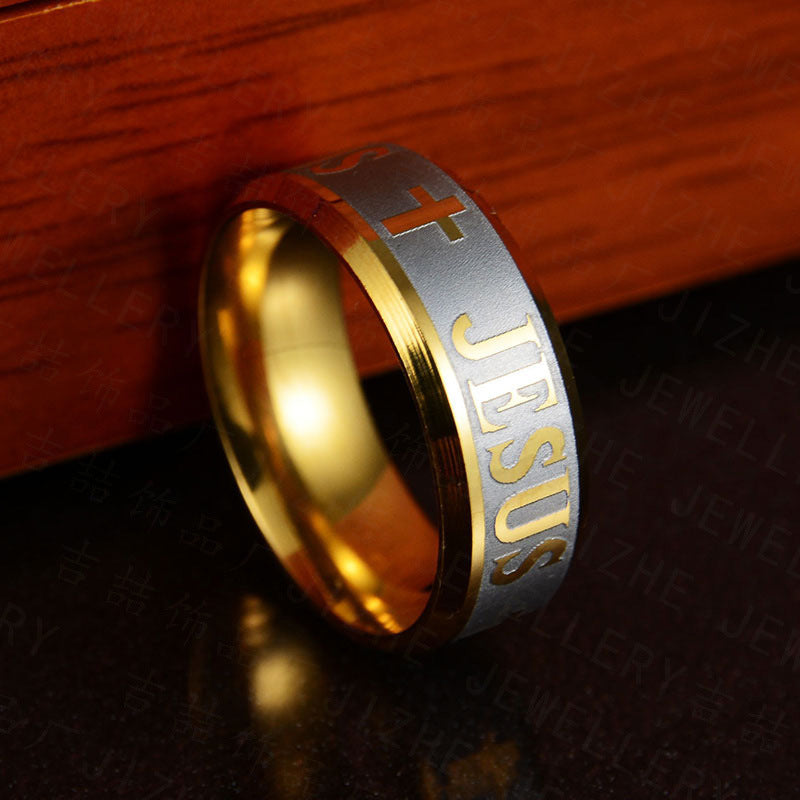 Jesus Cross Ring Stainless Steel