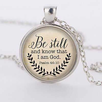 The Necklace Of The Bible Verses Must Know That I Am The God Pendant Psalm Status Time Gemstone Necklace