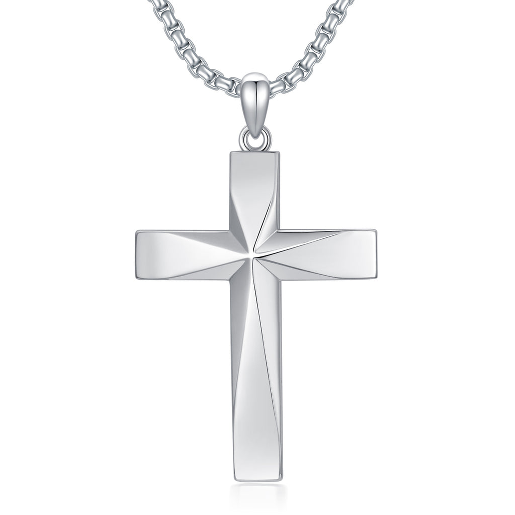 Sterling Silver Cross Pendant Necklace With Bible Verse