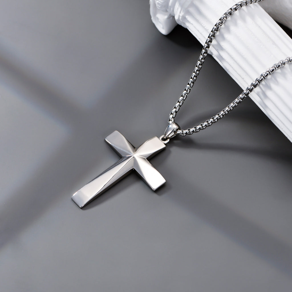 Sterling Silver Cross Pendant Necklace With Bible Verse