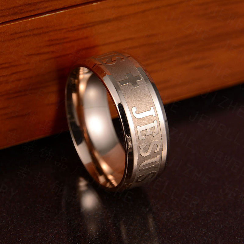 Jesus Cross Ring Stainless Steel