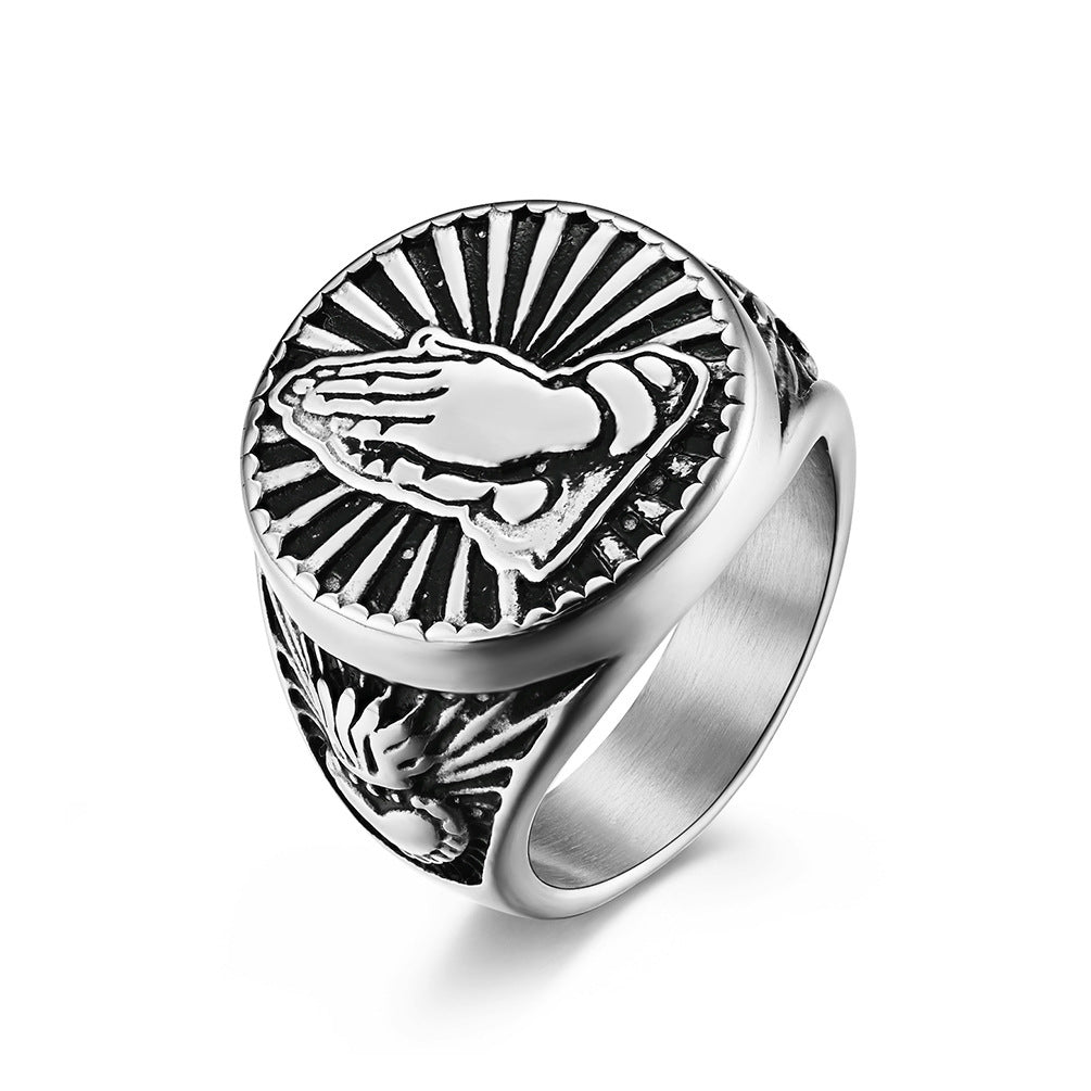 Prayer Hands Stainless Steel Ring