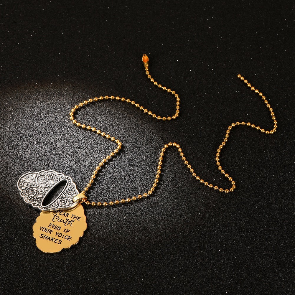 Truth Pendant Hollow Carved Necklace