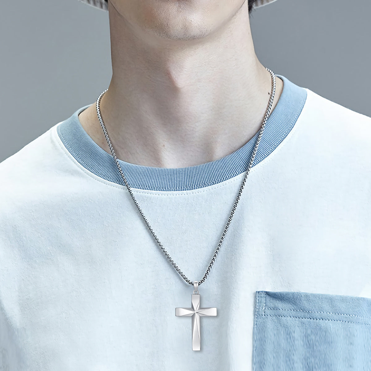 Sterling Silver Cross Pendant Necklace With Bible Verse