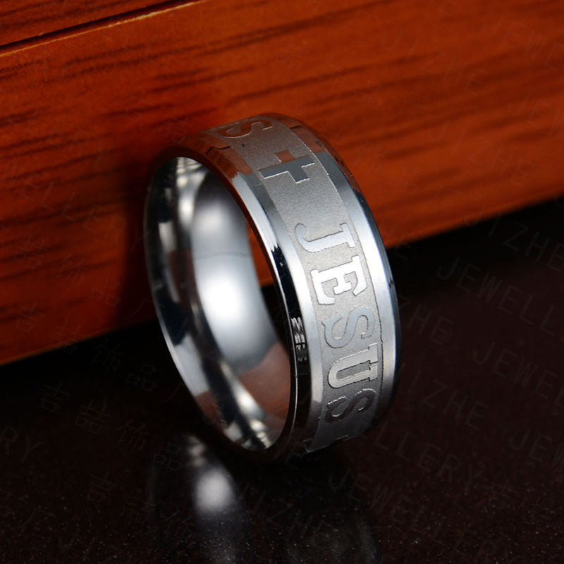 Jesus Cross Ring Stainless Steel