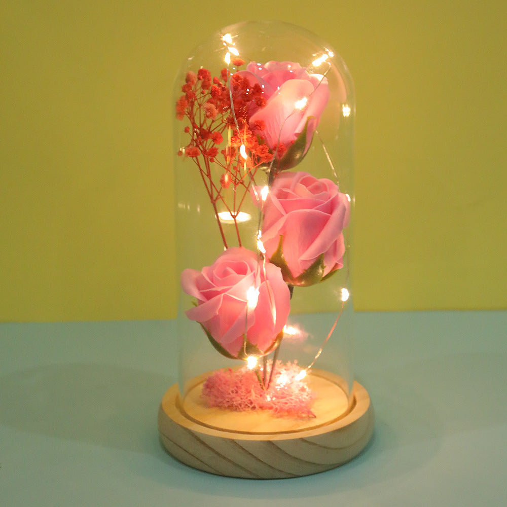 Soap Flower Bouquet In A Glass Dome