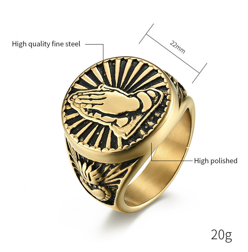 Prayer Hands Stainless Steel Ring
