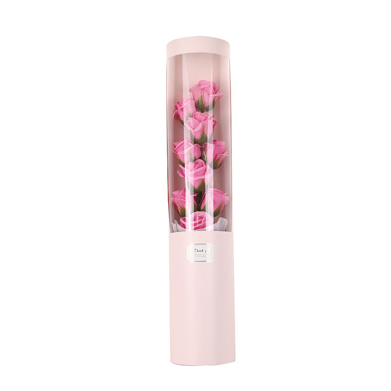 PVC Gift Box Soap Flower Rose Bouquet
