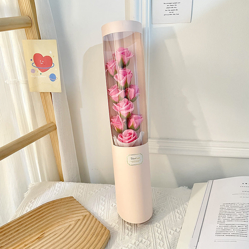 PVC Gift Box Soap Flower Rose Bouquet