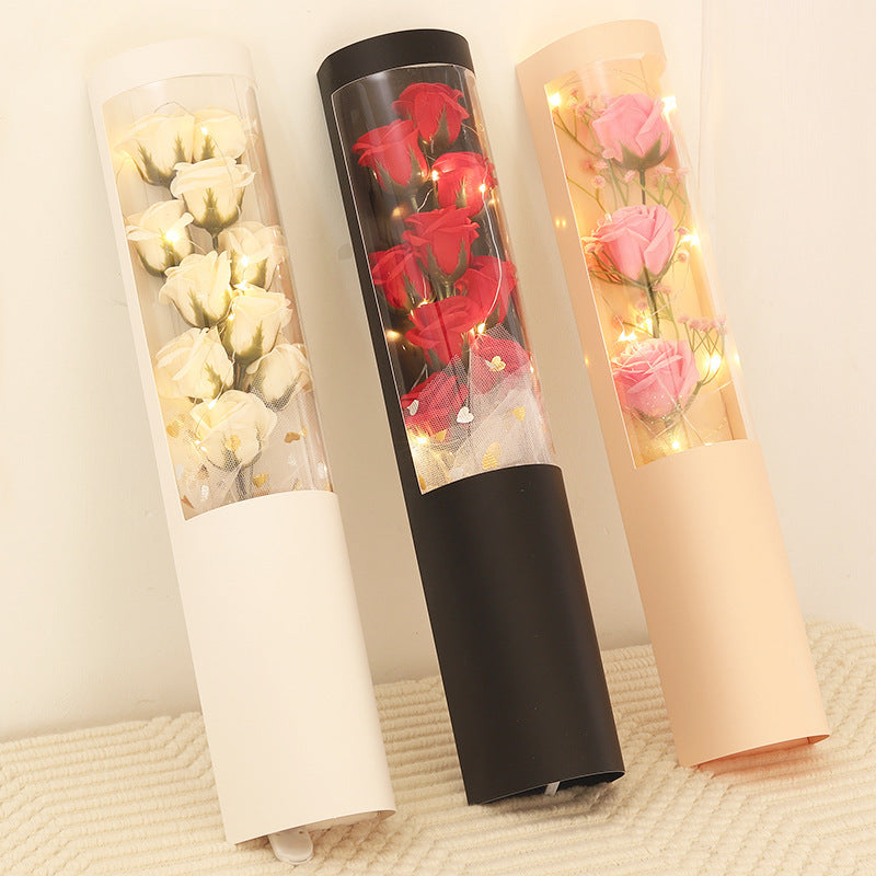 PVC Gift Box Soap Flower Rose Bouquet