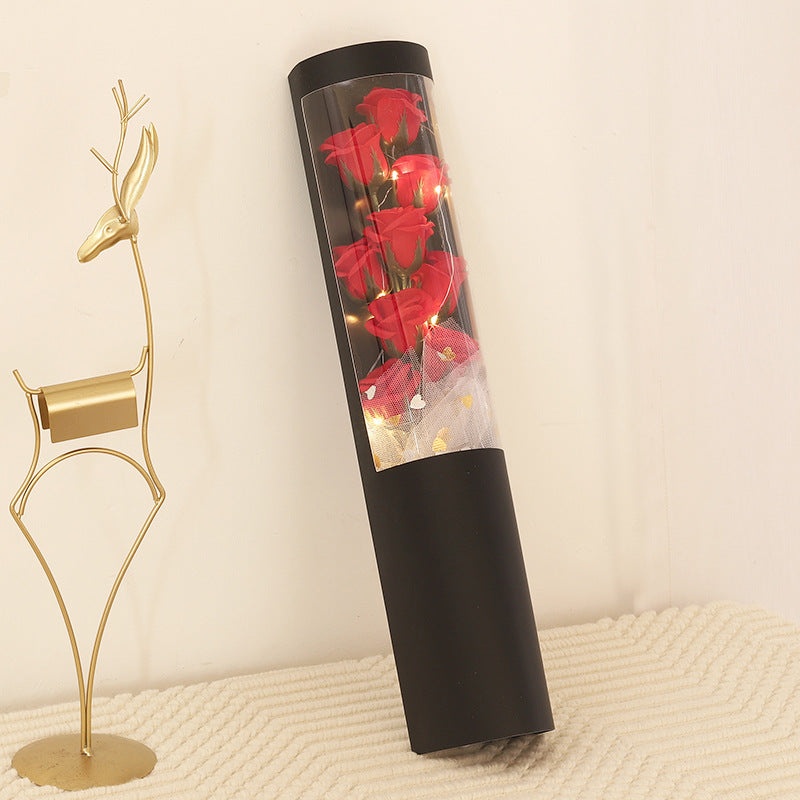 PVC Gift Box Soap Flower Rose Bouquet