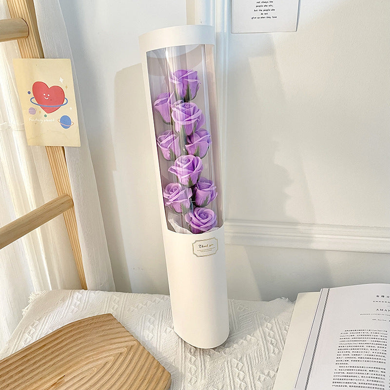 PVC Gift Box Soap Flower Rose Bouquet