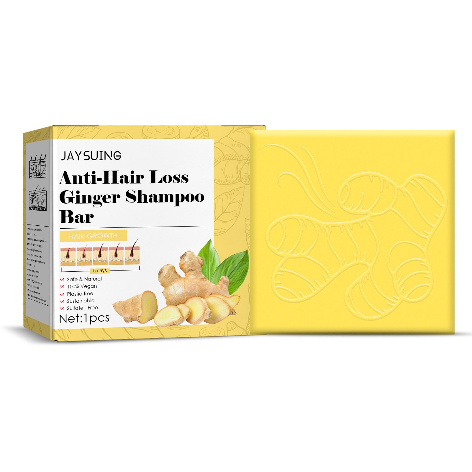Ginger Thickening Hair Shampoo Soap With Rice Protein, Angelica Extract And Wheat Germ