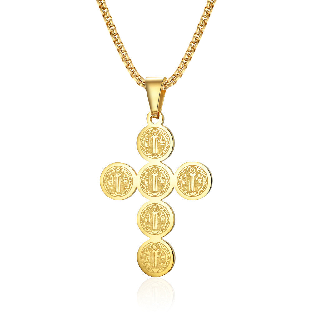 Christian Icon Cross Titanium Steel Pendant