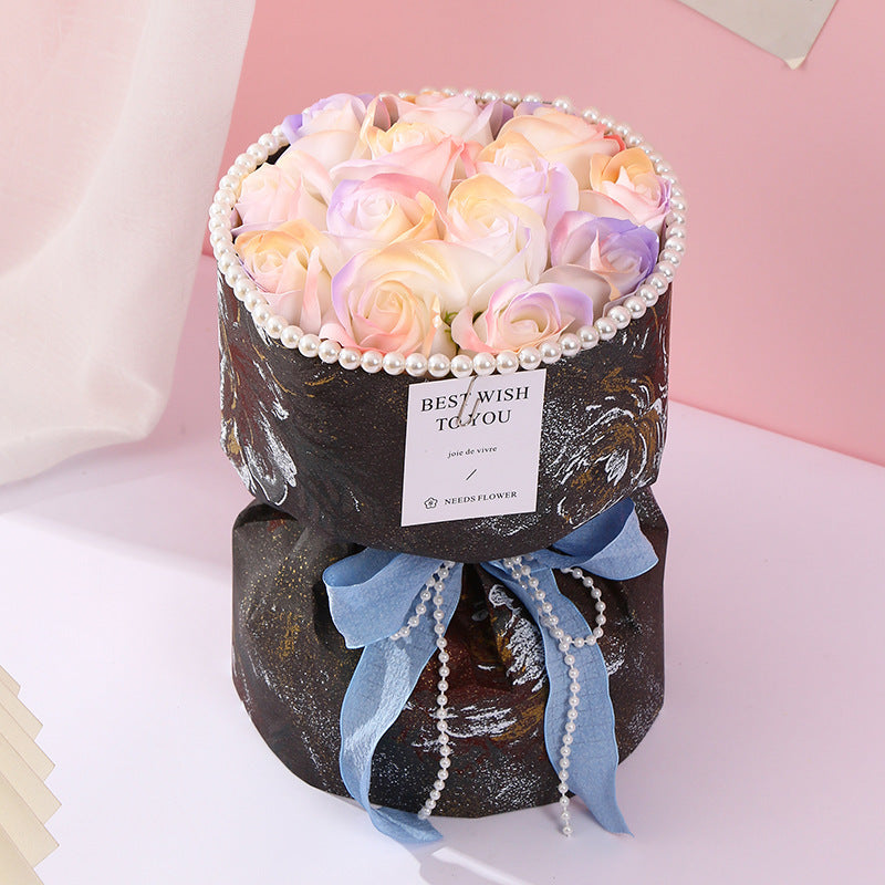 Decorative flower pots with ribbons