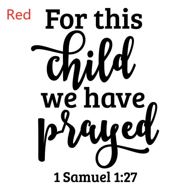 For This Child We Prayed Christian Decal