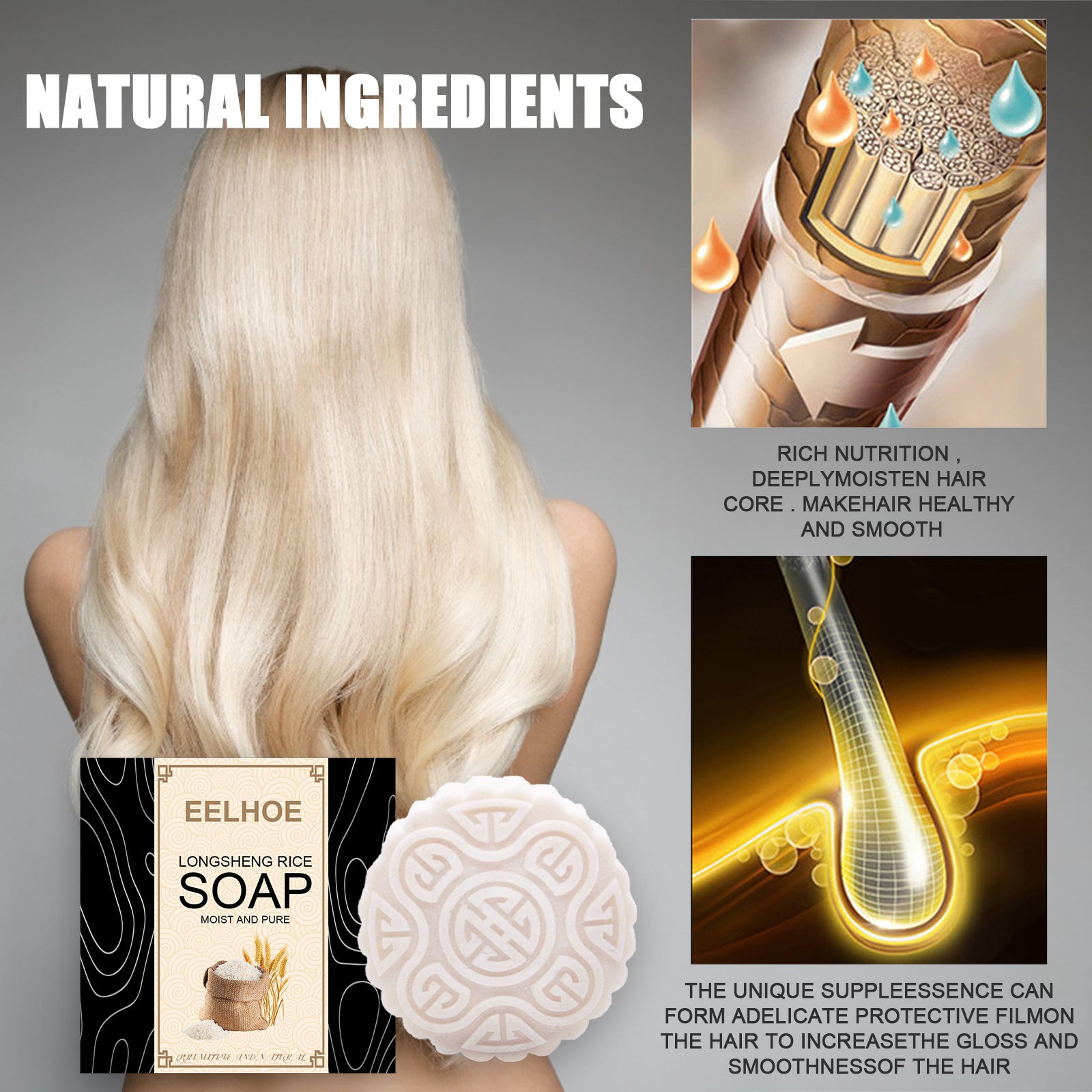 Shampoo Soap Nourishes Frizz, Conditions And Softens Hair