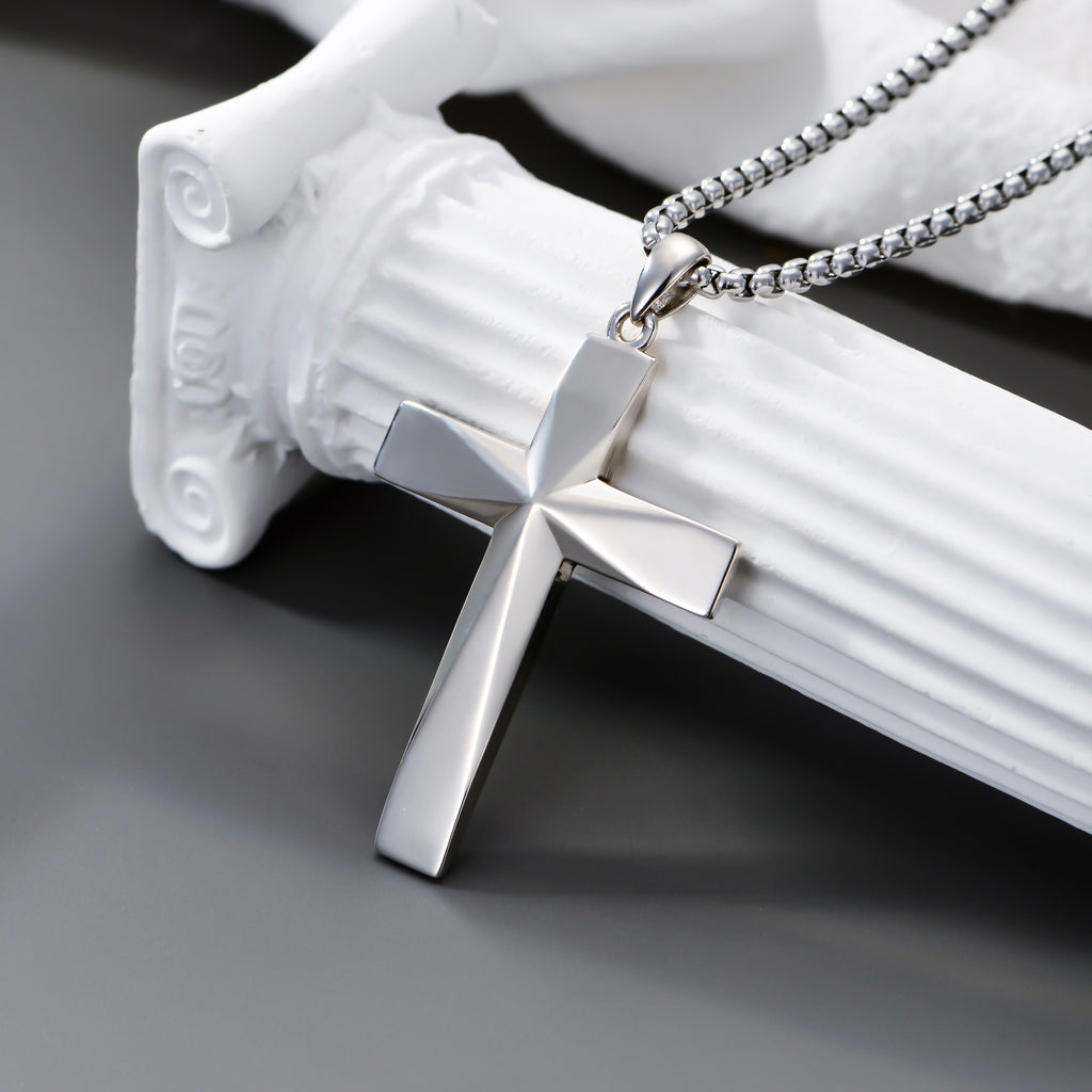 Sterling Silver Cross Pendant Necklace With Bible Verse