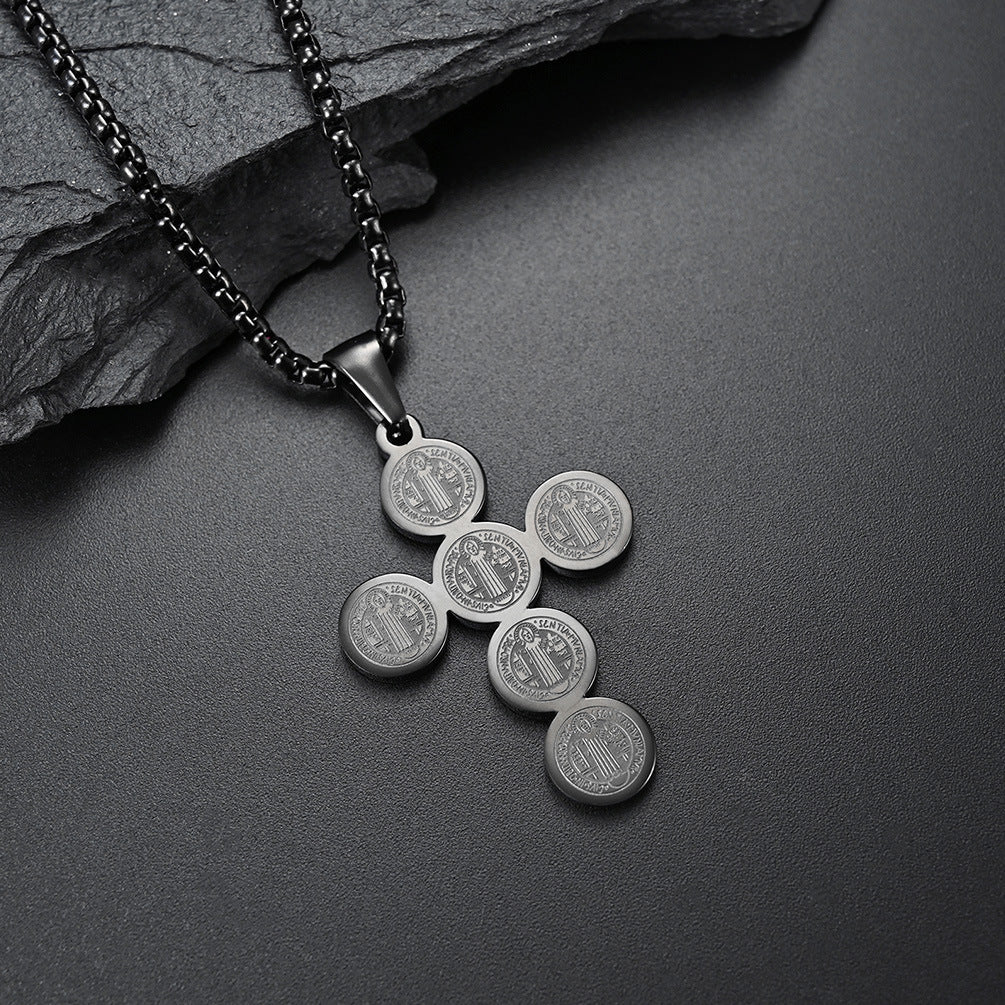 Christian Icon Cross Titanium Steel Pendant