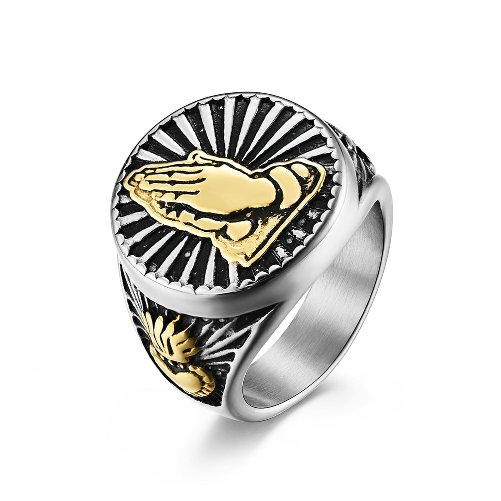 Prayer Hands Stainless Steel Ring