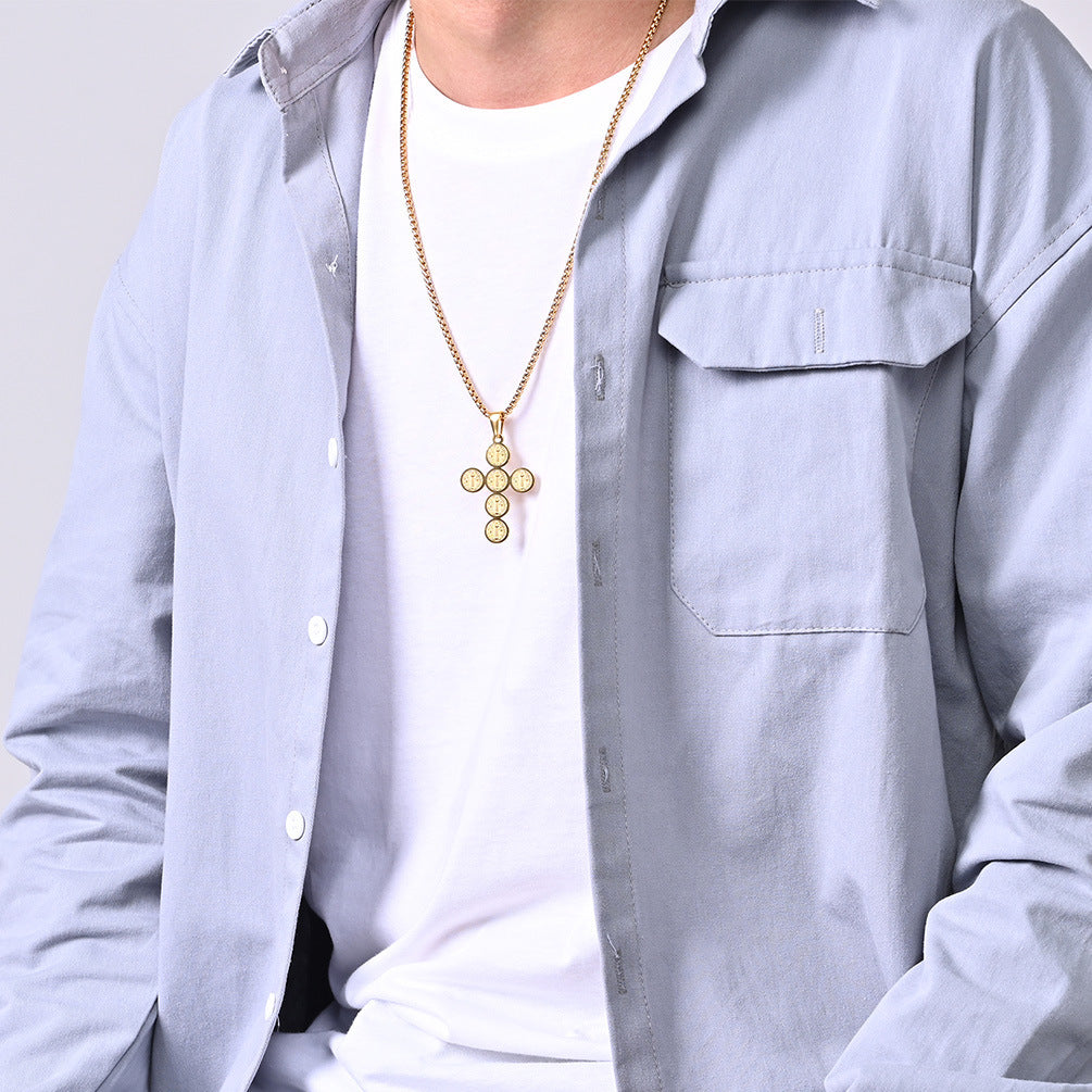 Christian Icon Cross Titanium Steel Pendant