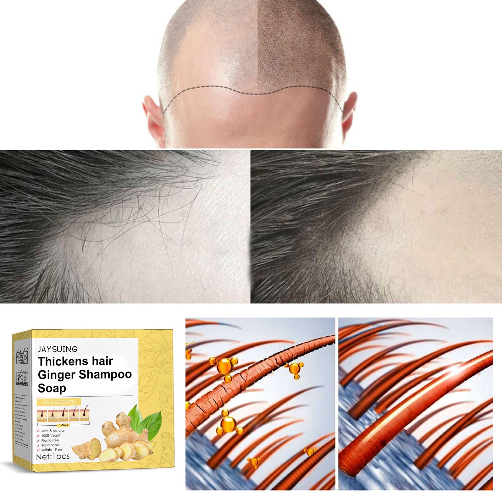 Ginger Thickening Hair Shampoo Soap With Rice Protein, Angelica Extract And Wheat Germ